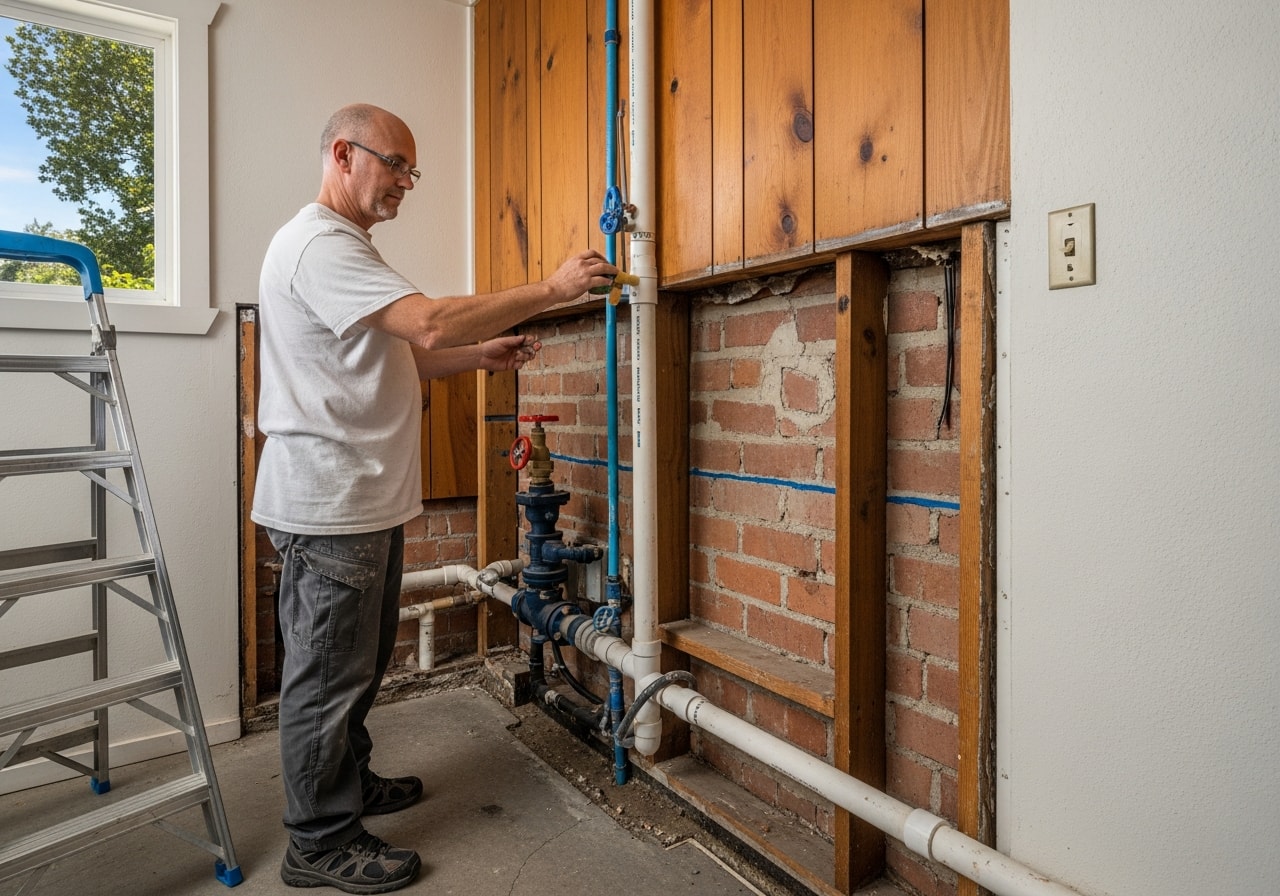 Full home re-piping with new copper lines, faucets, and fixtures in Sunnyvale residence