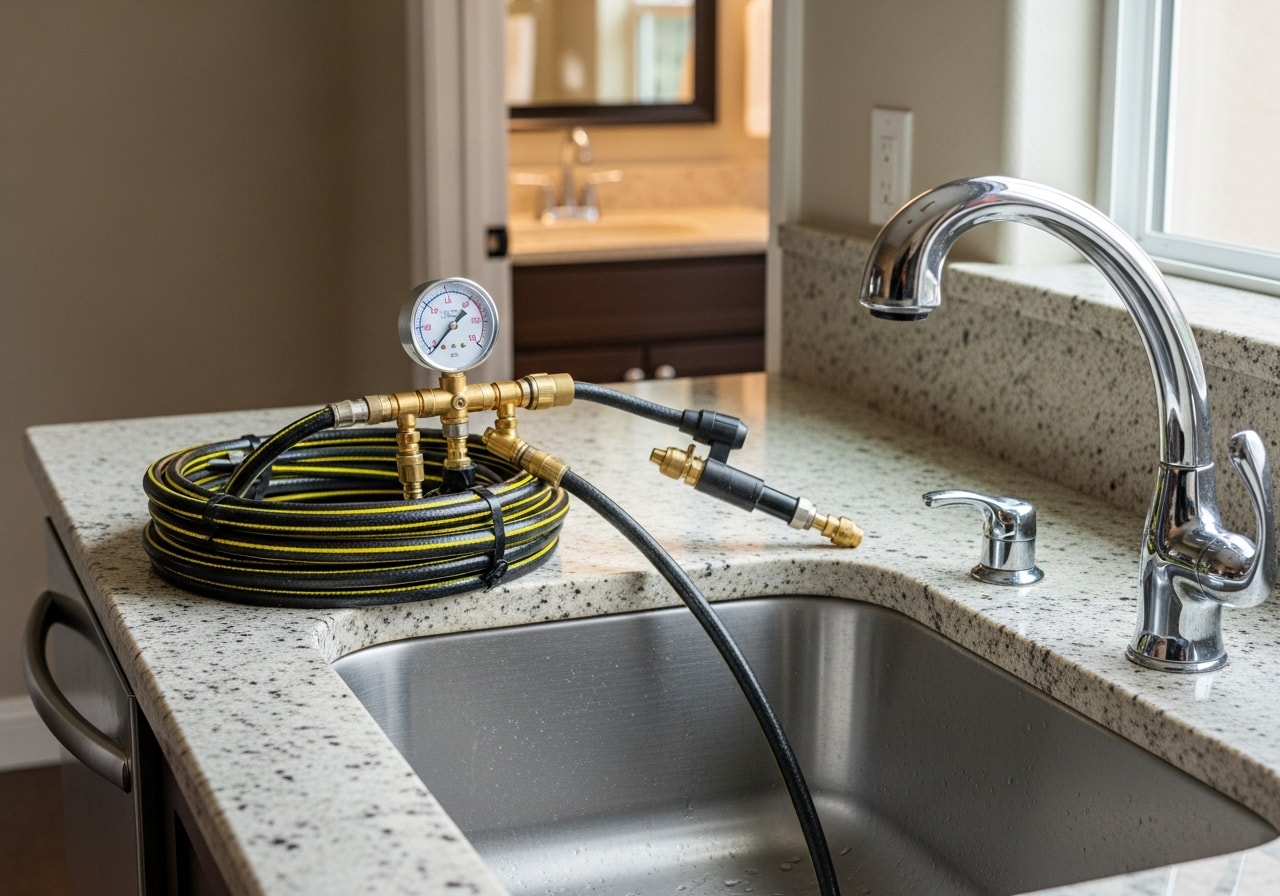 Hydro-jetting drain cleaning service completed in Campbell residential kitchen and bathroom