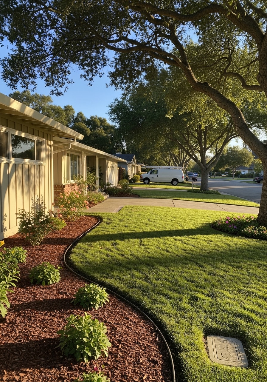 Portrait view of a Campbell home's front facade showing classic architectural details and neighborhood setting.